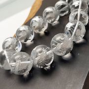 彫刻鳳凰水晶 一連 銀塗鳳凰 φ20mm 連売り 素材 パーツ 丸玉
