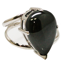 《大きめストーン:フリーサイズ ファッションリング指輪/ファランジリング》 ヘマタイト（Hematite）