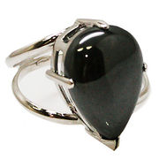 《大きめストーン:フリーサイズ ファッションリング指輪/ファランジリング》 ヘマタイト（Hematite）