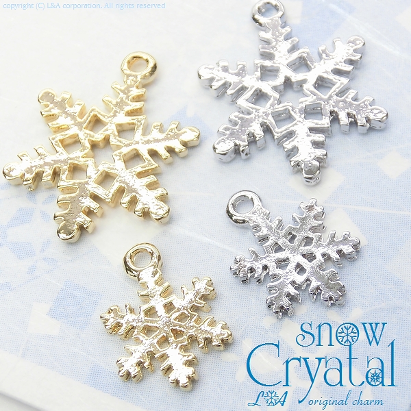 ★L&A original charm★雪の結晶チャーム★K16GP&本ロジウム★最高級鍍金★“snow crystal”