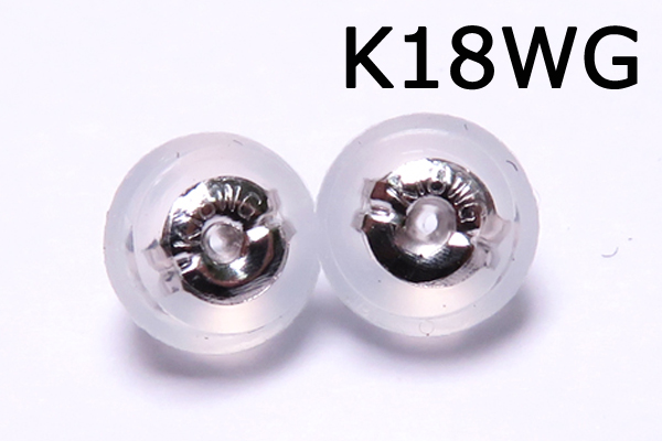K18WG（18金ホワイトゴールド)シリコンダブルロックピアスキャッチ10ペア　Wロックピアスキャッチ