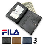 全3色 FILA（フィラ）ドットロゴ型押し ファスナー＆パスケース付き 2つ折り財布 ショート ウォレット