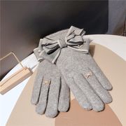 秋冬★手袋　五本指　ウール　高級　防寒　蝶結び　韓国　ファッション