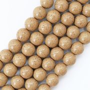 連　北投石　(イエローグレー)　茶色　丸　14mm　ラウンド　健康　美容　血行促進　薬石