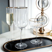 INSスタイル 北欧のイン ストライプ クリスタル 赤ワイングラス 家庭用 ゴブレット シャンパングラス