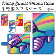 iPhoneXS 手帳型ケース 413 スマホケース アイフォン テープ グラサン