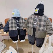 韓国ファッション   韓国 子供服 秋冬 ベビー服  キッズ服   トップス 格子柄  綿入れ  コート