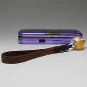 (天然石 パワーストーン)水晶「鳳凰」ストラップ（金）