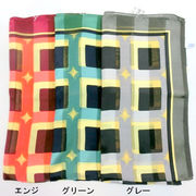 【日本製】【スカーフ】シルクサテンストライプリピート柄日本製四角スカーフ