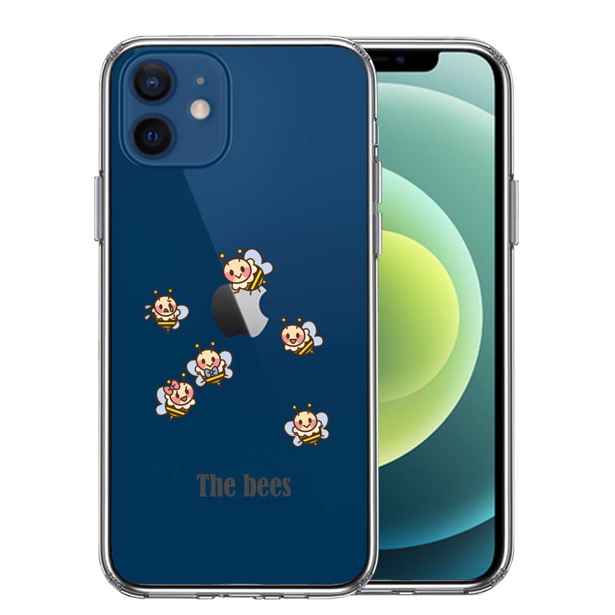iPhone12mini 側面ソフト 背面ハード ハイブリッド クリア ケース The Bees ミツバチ 蜂 可愛い