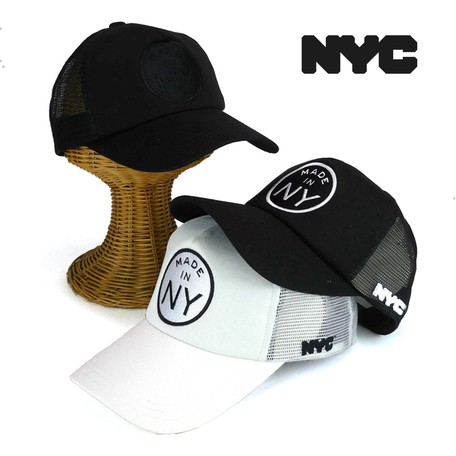 NYCライセンスMADEINワッペンメッシュキャップ　ヤング帽子