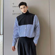 気軽に着れるあったかアイテム 新品 ストライプ シャツメンズ 韓国 トレンド ゆったりする 縫付 バーカー