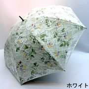 【晴雨兼用】【長傘】UVカット率99％！ラッセルレース二重張り花柄晴雨兼用サクラ骨手開き傘