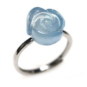 アクアマリン 薔薇彫り sv925 リング 指輪 フリー【FOREST 天然石 パワーストーン】