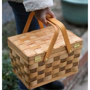 大好評につSALE延長 韓国ファッション 買い物かご 大人気 ピクニックバスケット 木製 ポータブル