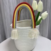 ハンドバッグ　ピクニック　かご　野菜かご　綿糸ひも　可愛い　写真　撮る