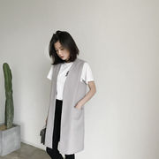 芸能人も好きな服を着ます。韓国ファッション 春 新作 シンプル スリム 気質 袖なし 中・長セクション