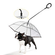 ペット用品　傘　調節可能　雨の日　犬の散歩　牽引ロープ　透明　ペット傘　犬　c型傘　