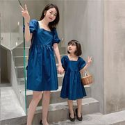 韓国風レディースドレス、半袖親子ドレス、大人気  、ファッション親子ウェア、夏の新しい★80-140