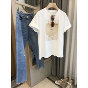 夏　新品　女　Ｔシャツ　トップス　ゆったり　半袖　オシャレ