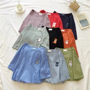Tシャツ　動物　刺繍　レディース　韓国ファッション　全18色