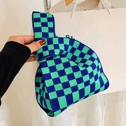 【大人気商品】レディース・編み物・格子柄バッグ・ニットバッグ