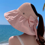 ハット　帽子　麦わら　デザイン　リボン　紫外線対策　uvカット　ファッション