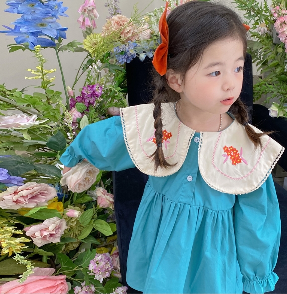 人気新作 韓国風子供服  子供服 可愛い  シャツ 人形の襟  女の子    キッズ服     ファッション2色