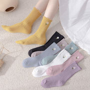 靴下　ソックス　花刺繍　デザイン　レディース　韓国ファッション　INS