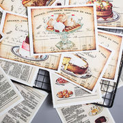 塩系文具 素材紙 手帳素材 アンティーク 復古 メニュー デザート ケーキ カード 16枚入
