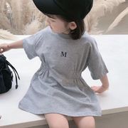 新しい 韓国子供服★女の子Tシャツ スカート  3色  半袖 Aライン   ワンピース  キッズ服   韓国子供服