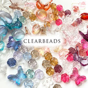 クリアビーズ 花びらチャーム バタフライ フラワー プラスチック ミックス 100g beads1061