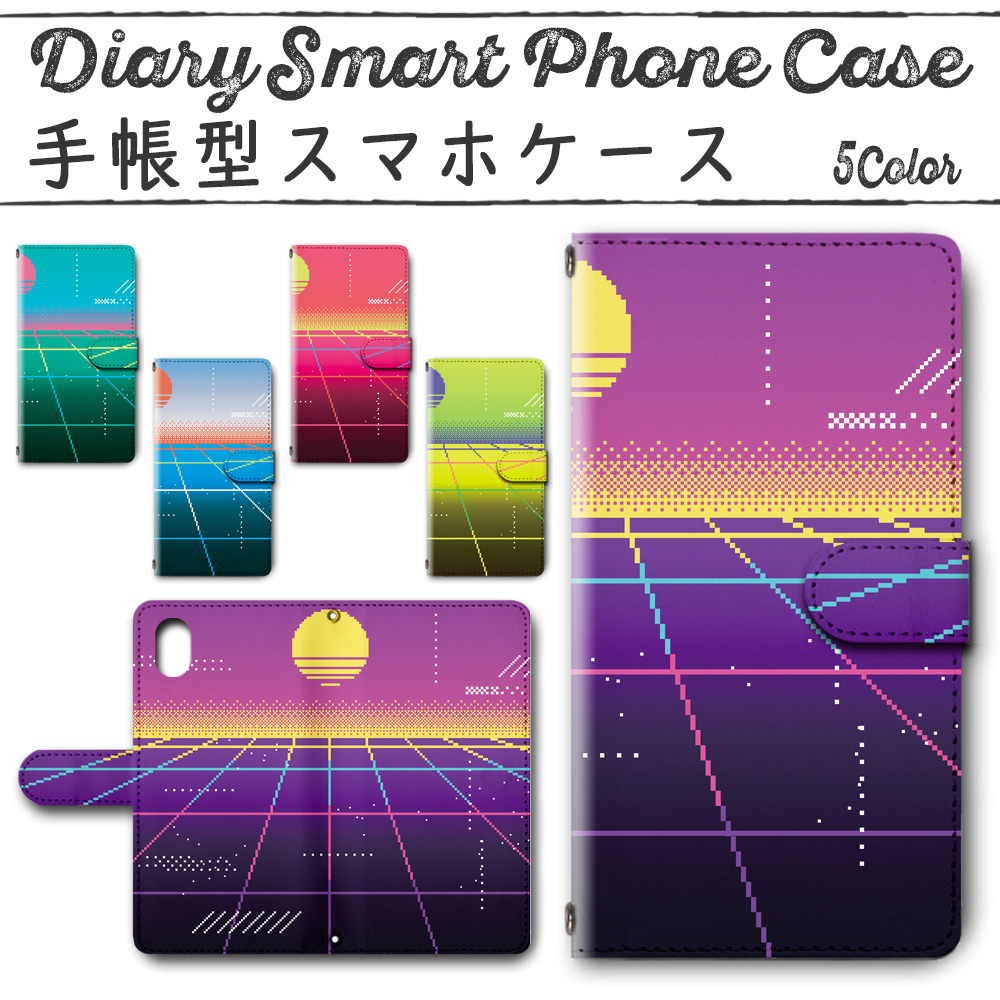 Galaxy Note10＋ 手帳型ケース 502 スマホケース ギャラクシー 80's レトロゲーム調
