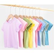 夏 女の子 男の子 子供服 80-170半袖Tシャツ  無地　綿 円襟　通気性よい綿 トップス キッズ 16色