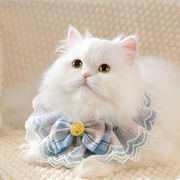猫用首輪 猫のスカーフ ペット唾液タオル チェック柄ネックレス かわいい ペット用品