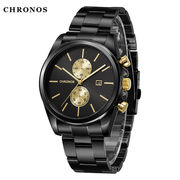 CHRONOS メンズ 2点セット 腕時計 日本製クォーツステンレス鋼 バンド おしゃれ ビジネス