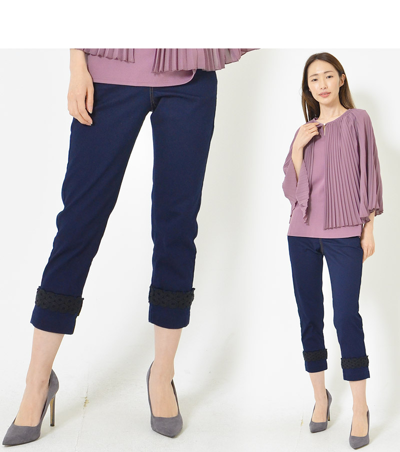 パンツ M レディース サブリナパンツ ウエストゴム 楽ちん