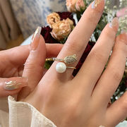 フラワーリング指輪パールリング指輪韓国ファッションリング指輪韓国アクセサリー指輪