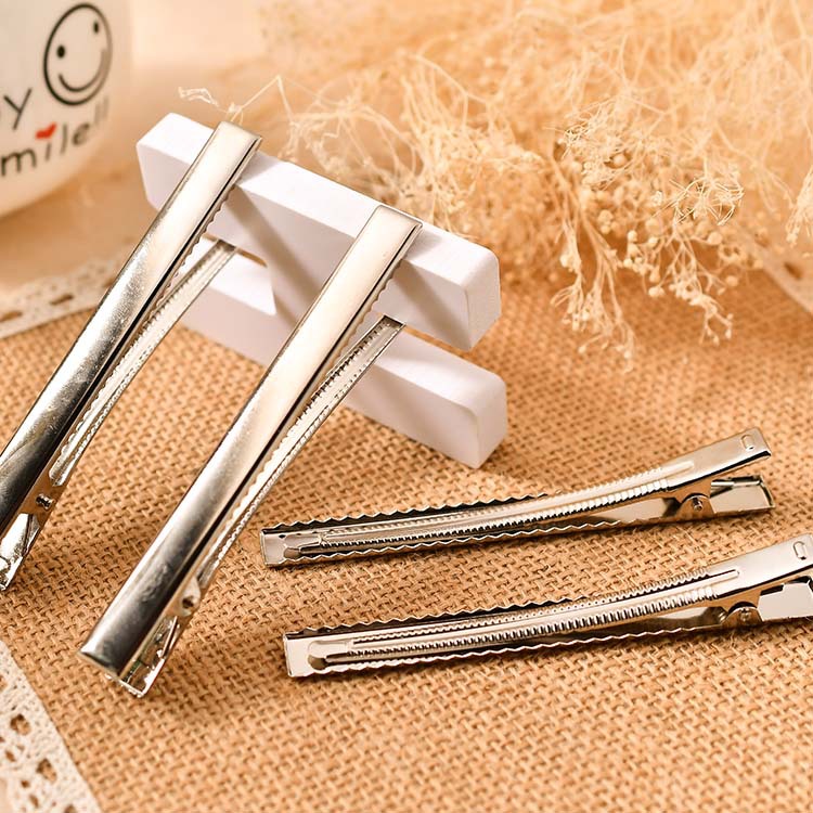 ヘアクリップ 長四角 シルバー ワニクリップ ピン 金具 パーツ