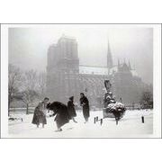 ポストカード モノクロ写真「雪の中のパリ」