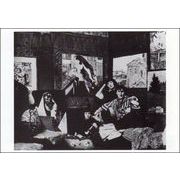 ポストカード モノクロ写真「マルク・シャガール、ベラ・シャガールと二人の娘のイダ」