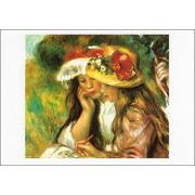 ポストカード アート ルノワール「絵を描く二人の少女」