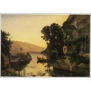 ポストカード アート コロー「ガルダ湖の岸辺の風景」名画 郵便はがき