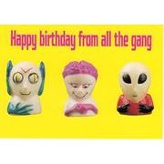 ポストカード カラー写真 宇宙人たちからのお祝い「Happy Birthday from all the gang」