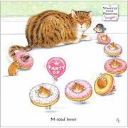 グリーティングカード 誕生日/バースデー ピーター・クロス「ドーナツを身に着けたねずみと猫」