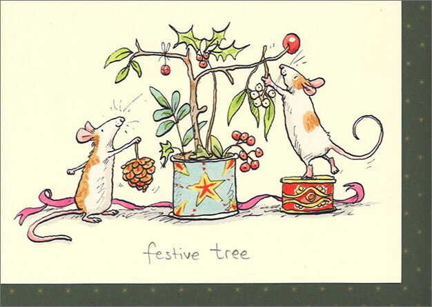 グリーティングカード クリスマス「ネズミのツリー」メッセージカード ねずみ