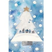ポストカード クリスマスカード marron125「夜のクリスマス」ツリー 雪景色 街並み 水彩画