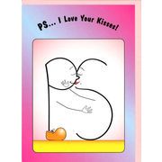 グリーティングカード 多目的 PS/追伸「あなたのキスが最高！」キャラクター イラスト