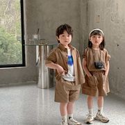 【2022夏服】韓国風子供服 ベビー服 　男女セットアップ　無地　半袖　シャツ＆短パン＆スカート