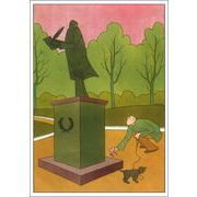 ポストカード イラスト バルタック「目が合う銅像と男性」 コミカル
